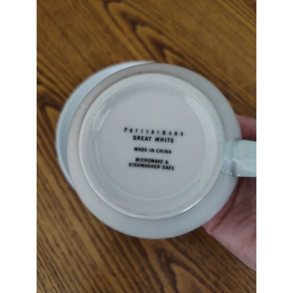 Pottery Barn Great White 12 oz Mug and Saucer Coffee Tea
